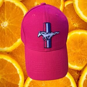 NWOT DF Red Mustang Hook‎ and Loop Closure Adjustable Baseball Hat Cap